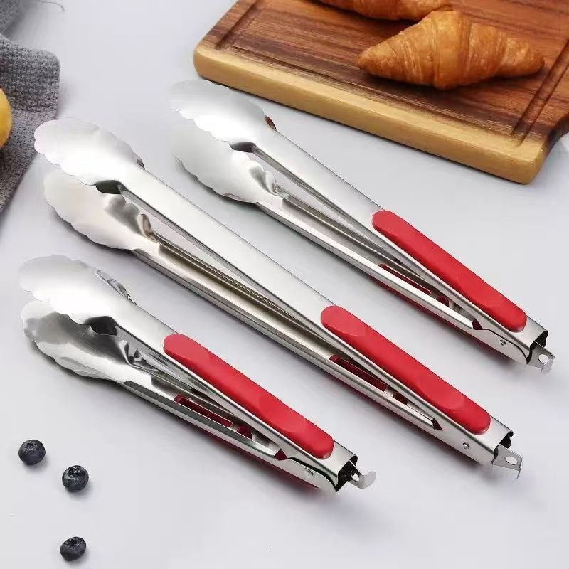 Thick Food Tongs with Red Handle