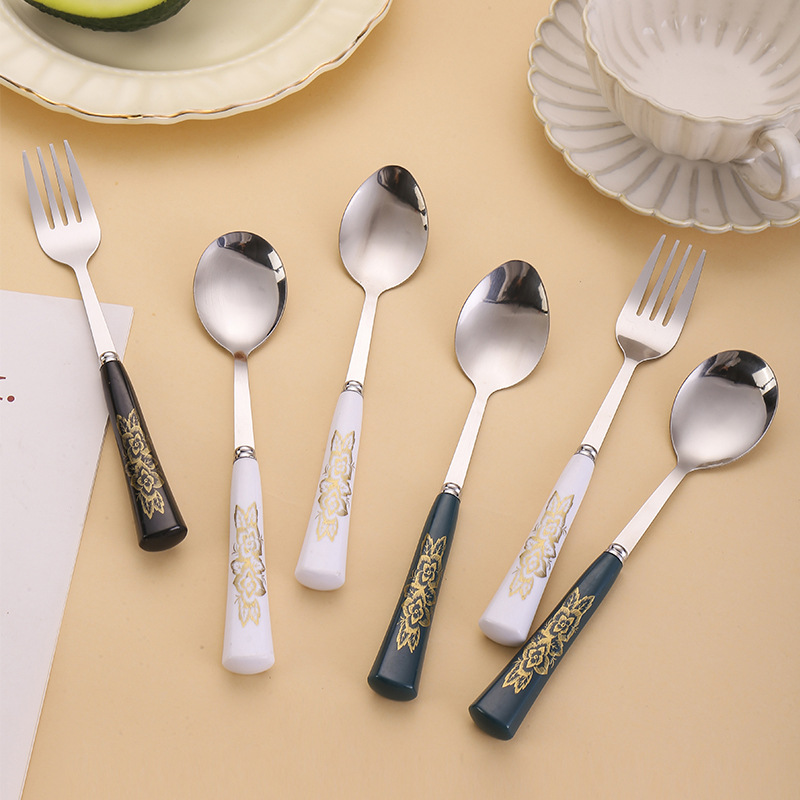 Color Handle Knife Fork Spoon Set